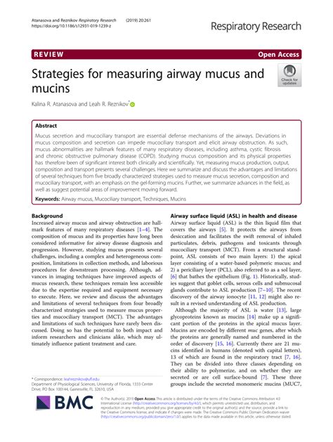 Strategies for measuring airway mucus and mucins 